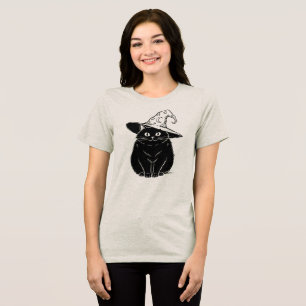 Camiseta Triblenda Spooky Black Cat Wizard Gorra Halloween Design