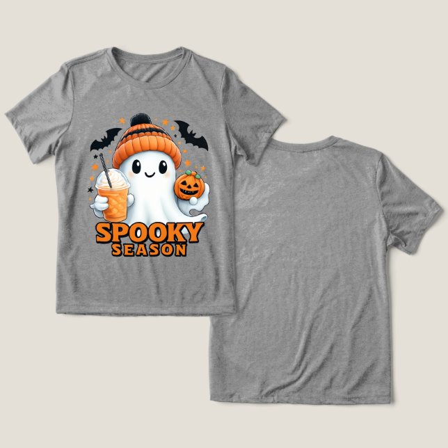 Camiseta Triblenda Spooky Cute Ghost T-Shirt, Halloween Ghost Tee  (Diseño Anverso y Reverso)