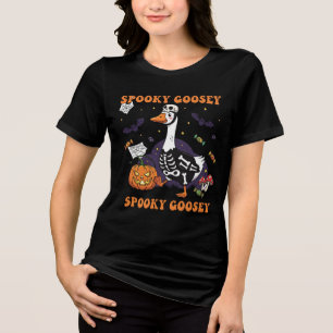 Camiseta Triblenda Spooky Goosey Halloween T-Shirt   Funny Skeleton