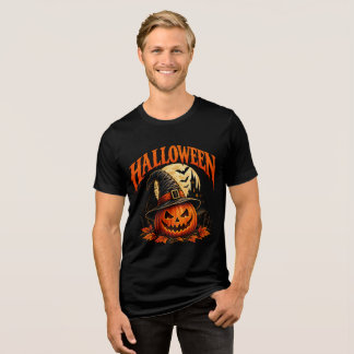 Camiseta Triblenda Spooky Halloween T-Shirt – Pumpkin, Bats & Haunted