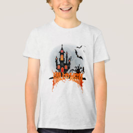 Camiseta Triblenda Spooky Haunted Castle Halloween Youth Bats Trick 