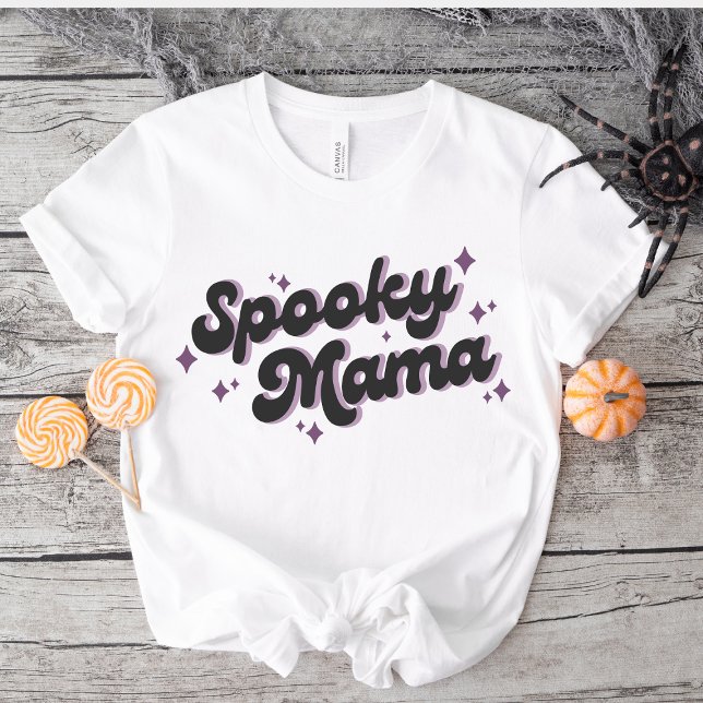 Camiseta Triblenda Spooky Mama Halloween Retro Purple Text (Subido por el creador)