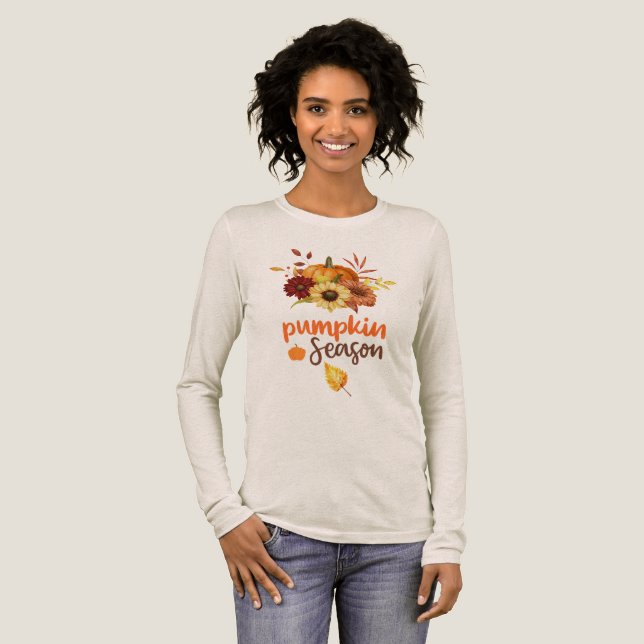 Camiseta Triblenda Spooky Pumpkin Season | Cute Fall & Halloween  (Anverso Completo)