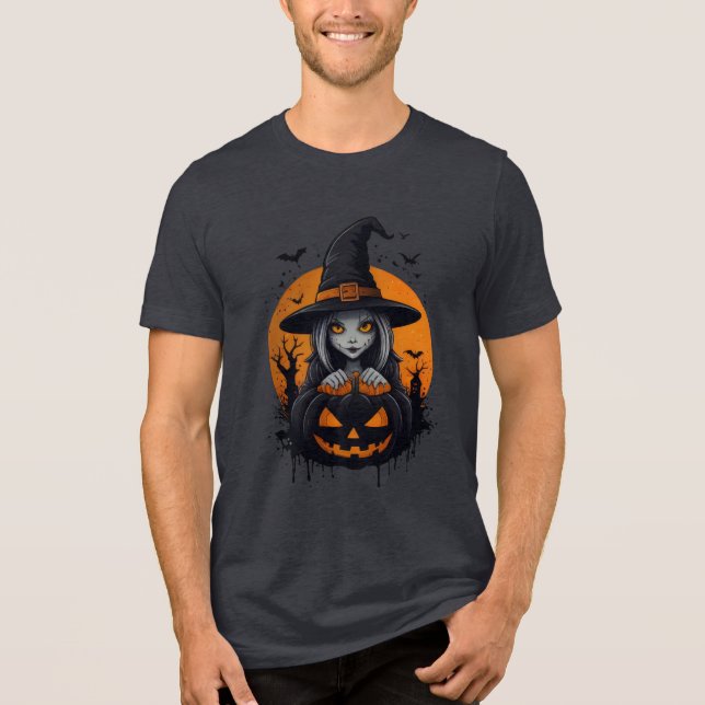 Camiseta Triblenda Spooky Witch with Jack-o’-Lantern Art (Anverso)