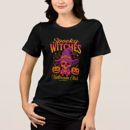 Camiseta Triblenda Spooky Witches Halloween Club Skull - Witch Hat
