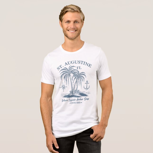 Camiseta Triblenda St. Augustine FL - Diseño de la palma náutica (Anverso Completo)
