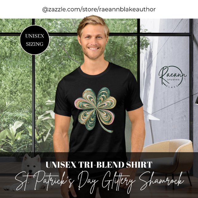 Camiseta Triblenda St. Patrick's Day Glitter Shamrock Unisex (Subido por el creador)