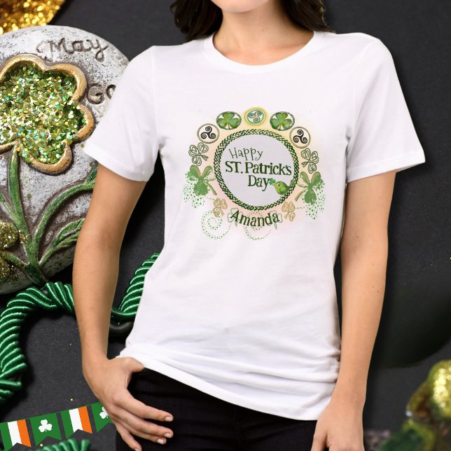 Camiseta Triblenda ST personalizado. Patrocinadores Día Cute Ave ( Personalized ST. Patricks Day Cute Bird Tri-Blend Shir)