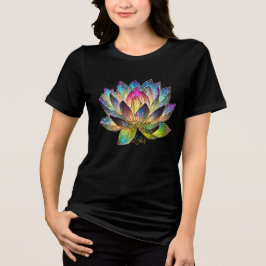 Camiseta Triblenda Stained Glass Colorful Lotus Flower