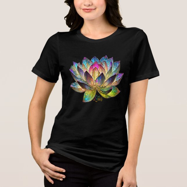 Camiseta Triblenda Stained Glass Colorful Lotus Flower (Anverso)