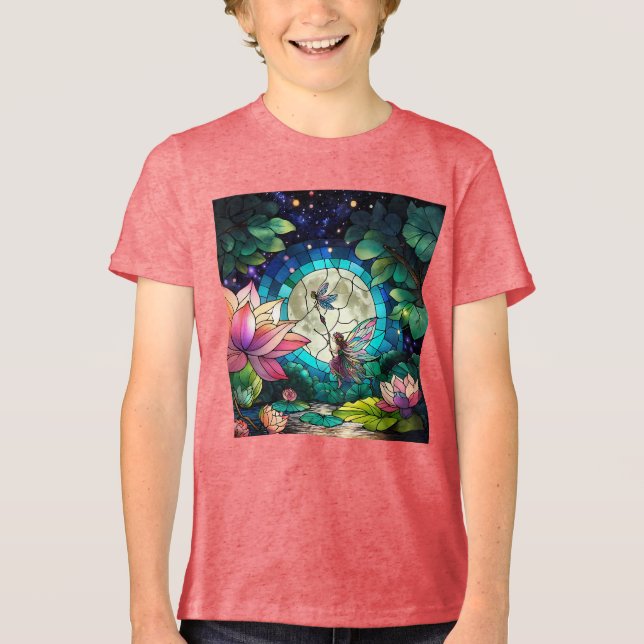 Camiseta Triblenda Stained Glass Little Fairy With Dragonfly (Anverso)