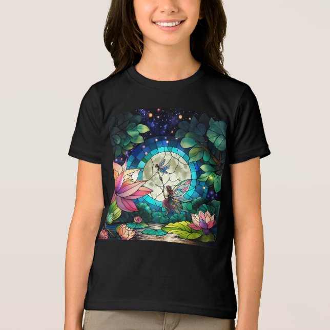 Camiseta Triblenda Stained Glass Little Fairy With Dragonfly (Anverso)