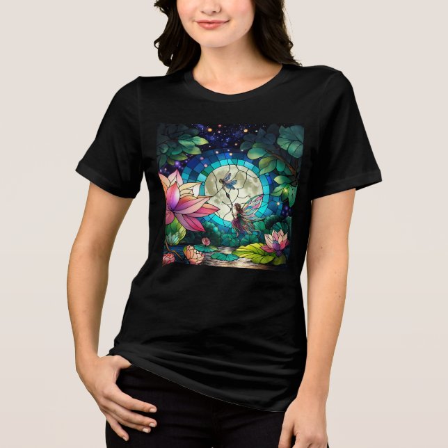 Camiseta Triblenda Stained Glass Little Fairy With Dragonfly (Anverso)