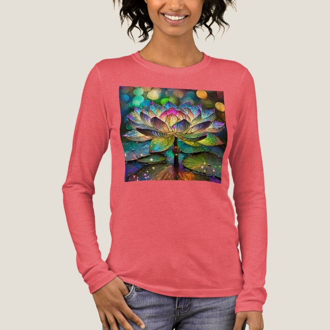 Camiseta Triblenda Stained Glass Vibrant Lotus Flower (Anverso)
