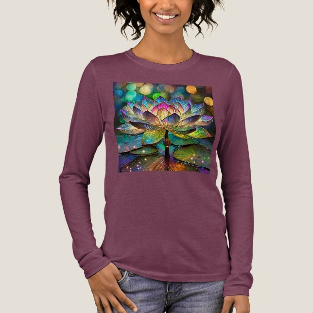 Camiseta Triblenda Stained Glass Vibrant Lotus Flower (Anverso)