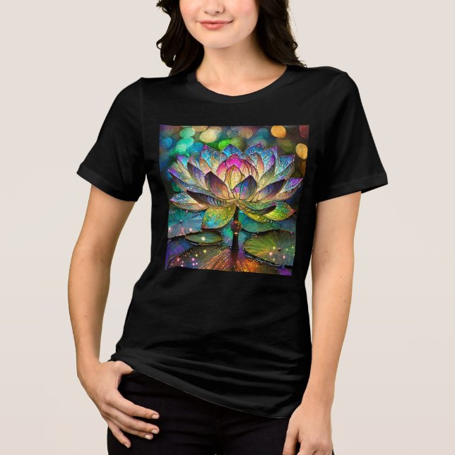 Camiseta Triblenda Stained Glass Vibrant Lotus Flower (Anverso)