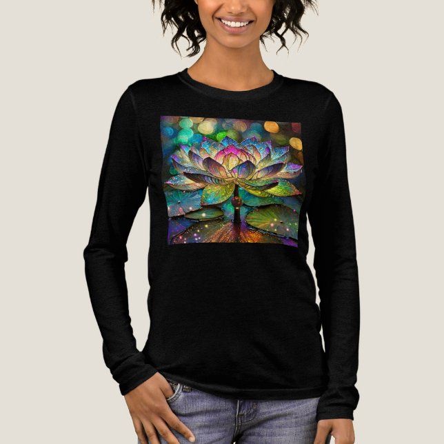 Camiseta Triblenda Stained Glass Vibrant Lotus Flower (Anverso)