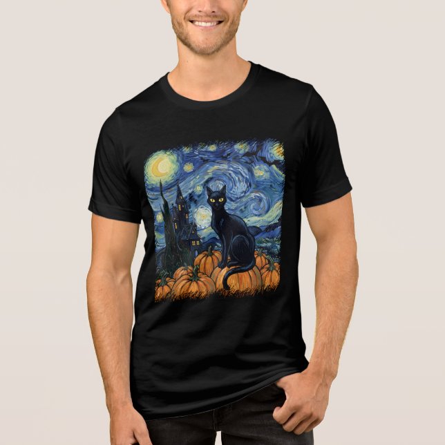 Camiseta Triblenda Starry Feline Night (Anverso)