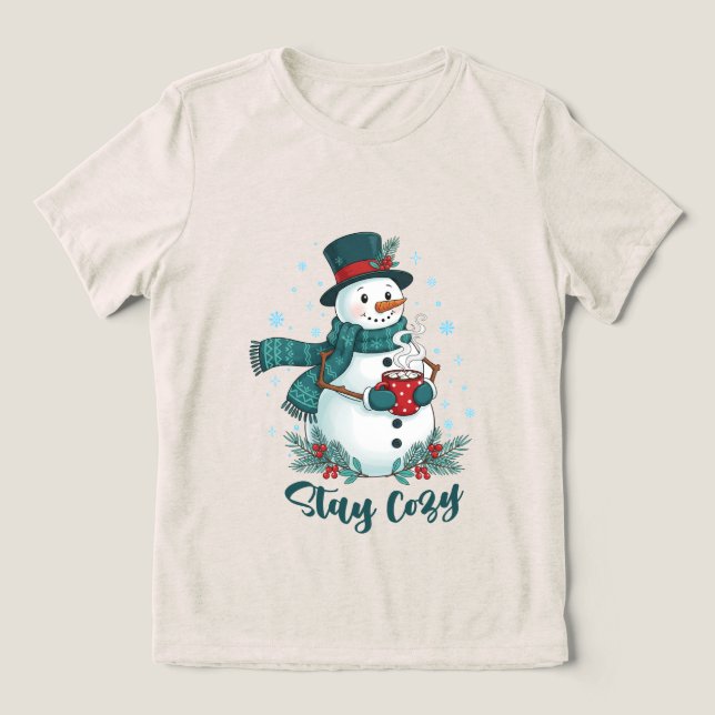 Camiseta Triblenda Stay Cozy Winter Snowman With Hot Cocoa (Diseño delantero )