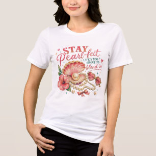 Camiseta Triblenda Stay Pearl-fect Gráfico de Mujer