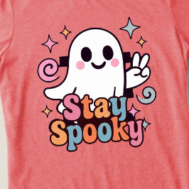 Camiseta Triblenda Stay Spooky Groovy Ghost Retro Pastel Halloween