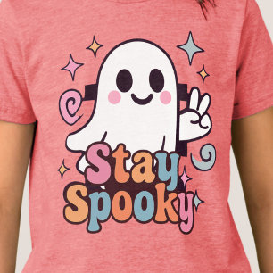 Camiseta Triblenda Stay Spooky Groovy Ghost Retro Pastel Halloween