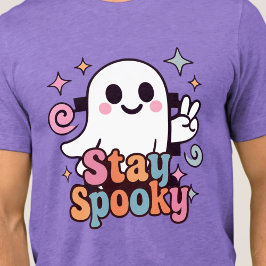 Camiseta Triblenda Stay Spooky Groovy Ghost Retro Pastel Halloween