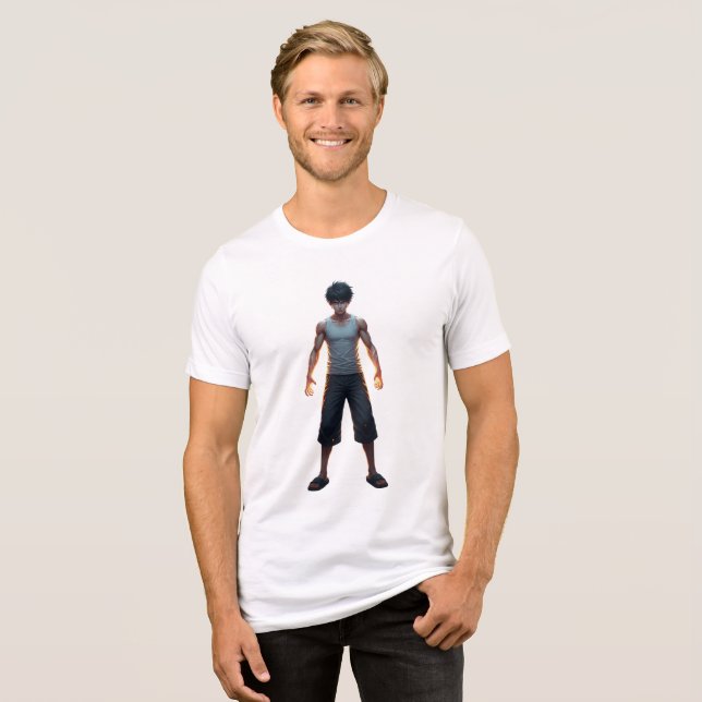 Camiseta Triblenda Steel Stance | Full-Body Anime Warrior Front Shirt (Anverso Completo)