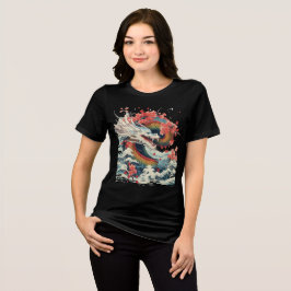 Camiseta Triblenda Storm Dragon with Sakura and Waves