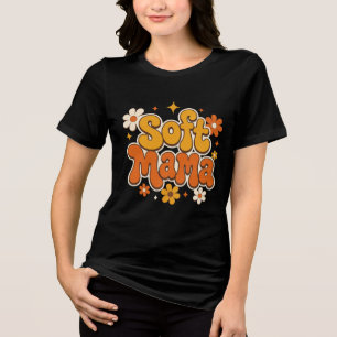 Camiseta Triblenda Suave diseño floral retro groovy de Mamá Boho li