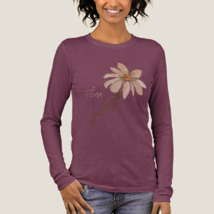 Camiseta Triblenda Suave morado y Purpurina rosa Floral largo de mang