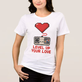 Camiseta Triblenda Sube de Nivel Tu Amor, Diseño Retro de Juegos en P