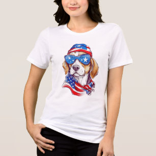 Camiseta Triblenda Sublimación de perro del 4 de julio-66361