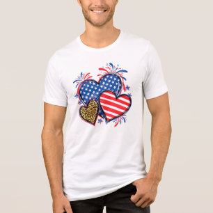 Camiseta Triblenda Sublimación del Leopardo Cardíaco de la Bandera Am