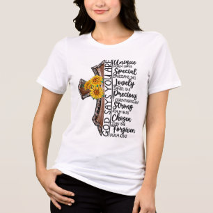 Camiseta Triblenda Sublimación inspiradora de girasol/cruz