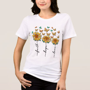 Camiseta Triblenda Sublimación inspiradora de girasol/mariposa
