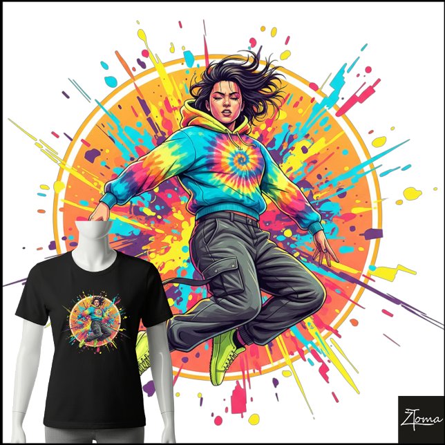 Camiseta Triblenda Sudadera con Capucha Tie-Dye Salpicaduras de Grafi (Subido por el creador)