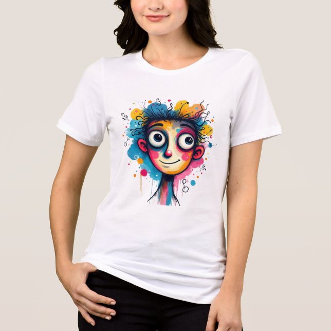 Camiseta Triblenda "Sueño cromático" - Retrato abstracto de arte pop (Anverso)