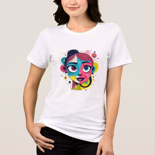 Camiseta Triblenda "Sueño cromático" - Retrato abstracto de arte pop (Anverso)