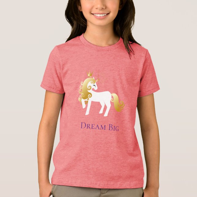 Camiseta Triblenda Sueño de unicornio blanco dorado (Anverso)