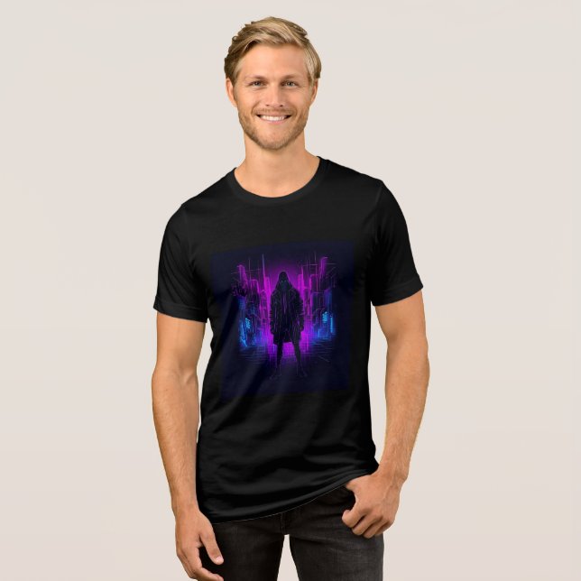 Camiseta Triblenda Sueños de la ciudad nocturna - Neon Cyberpunk Futu (Anverso Completo)