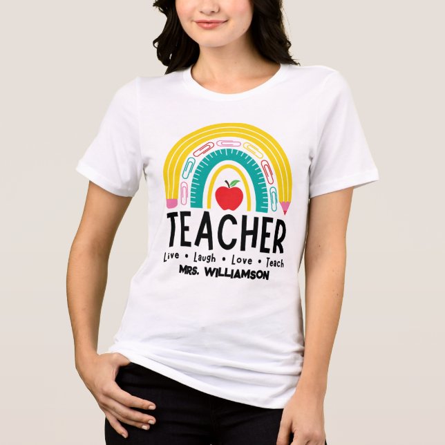 Camiseta Triblenda Suministros escolares de Rainbow Teacher (Anverso)