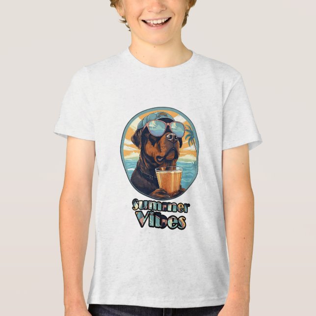 Camiseta Triblenda Summer Vibes Dog – Cool Beach Mood Tee (Edit) (Anverso)