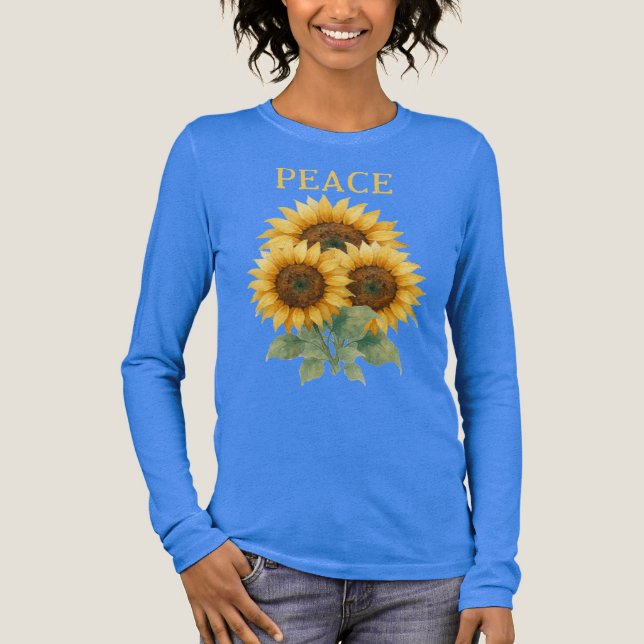 Camiseta Triblenda Sunflowers symbol of Peace Tri-Blend shirt (Anverso)