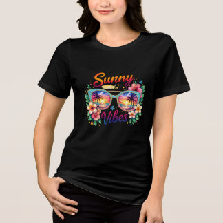 Camiseta Triblenda Sunny Vibes Tropical Sunset Sunglasses Women’s
