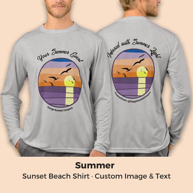 Camiseta Triblenda Sunset Beach ・ Personalizado Texto Delantero y Atr (Sunset Beach · Custom Text Front & Back Tri-Blend Shirt)
