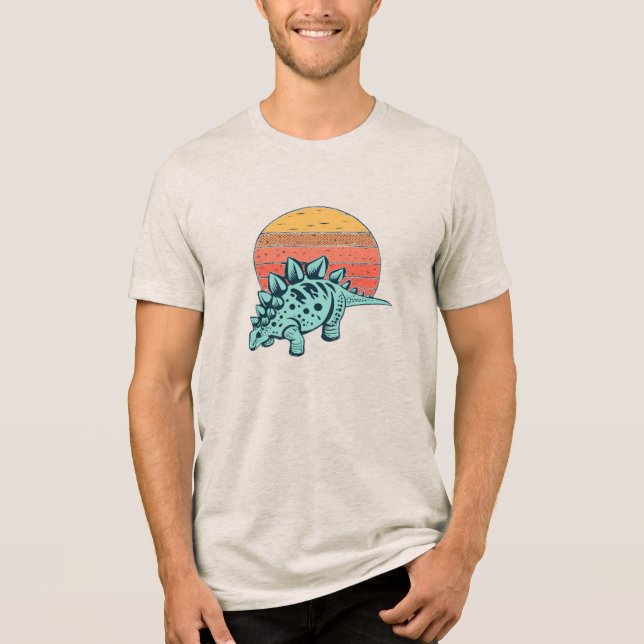 Camiseta Triblenda Sunset Serenity: Retro Stegosaurus T-Shirt (Anverso)