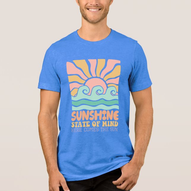 Camiseta Triblenda Sunshine Estado de la mente Retro Sol y Olas Gráfi (Anverso)