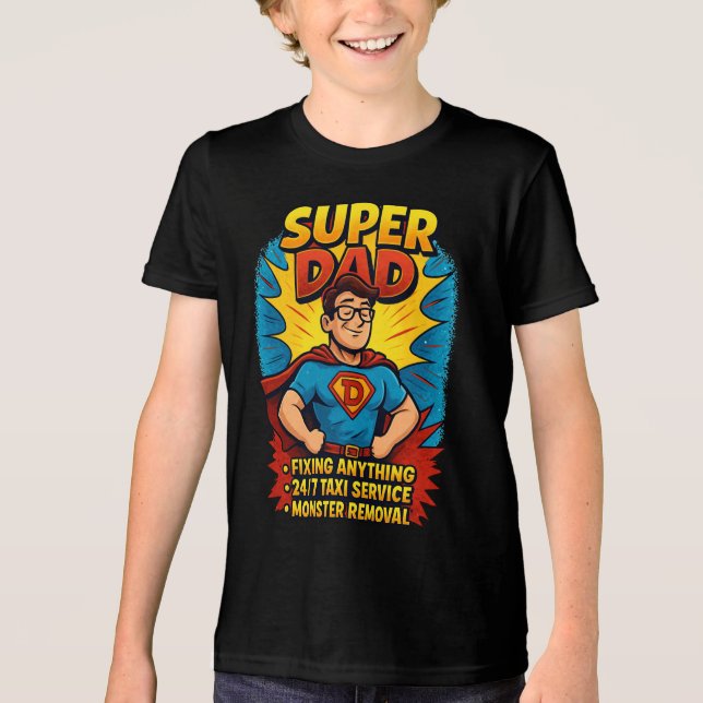 Camiseta Triblenda Super Dad Gift - Comic de superhéroes del Día del  (Anverso)