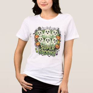 Camiseta Triblenda Super Espeluznantes Fantasmas y Calabazas Tri-Blen